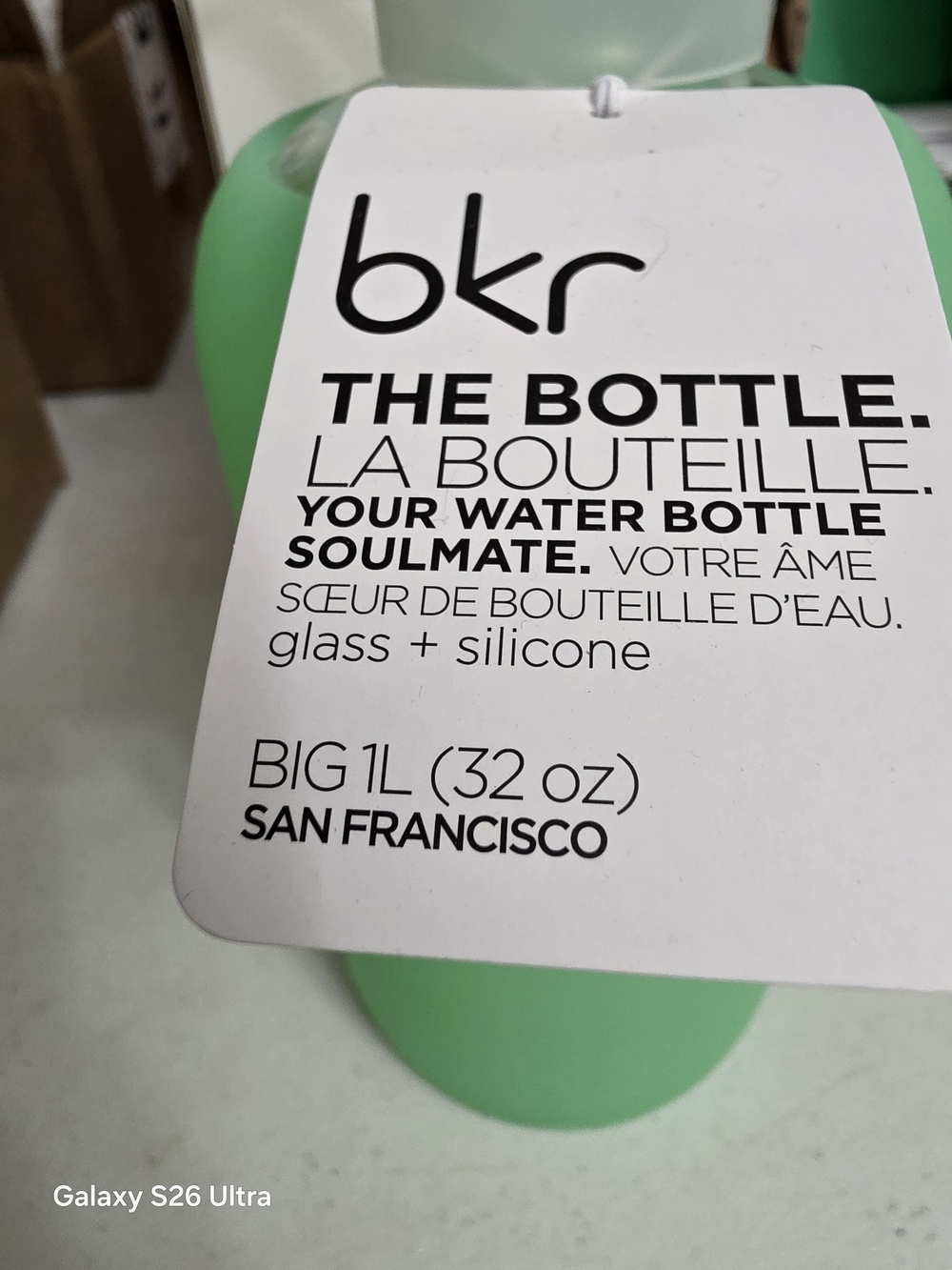 bkr Big 1L THE BOTTLE Glass Water Bottle Green